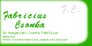 fabricius csonka business card
